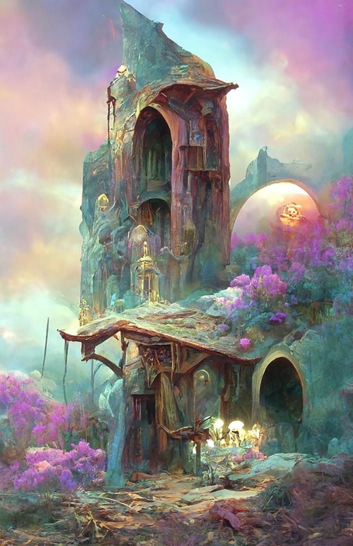 Alchemist's Refuge: Detailed Fantasy Illustration