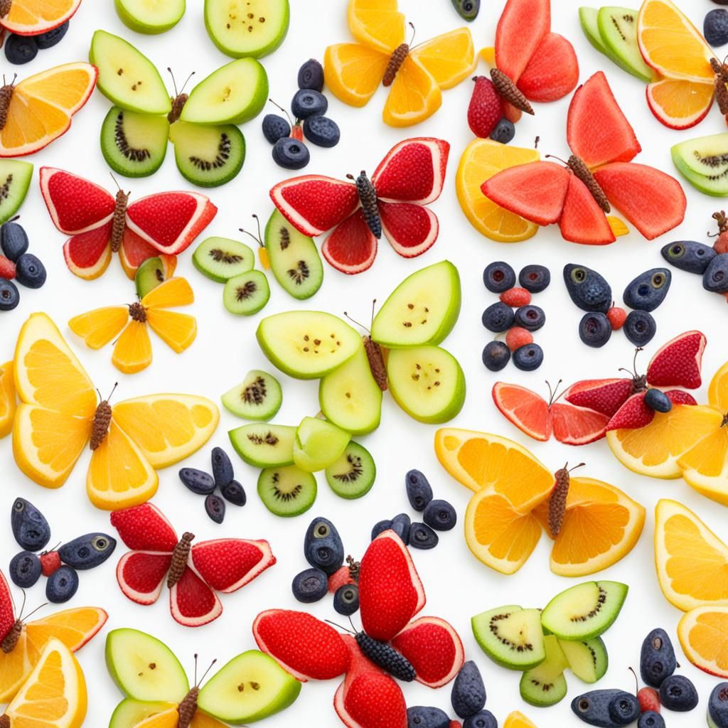 Colorful Butterflies with Fruit Wing Patterns