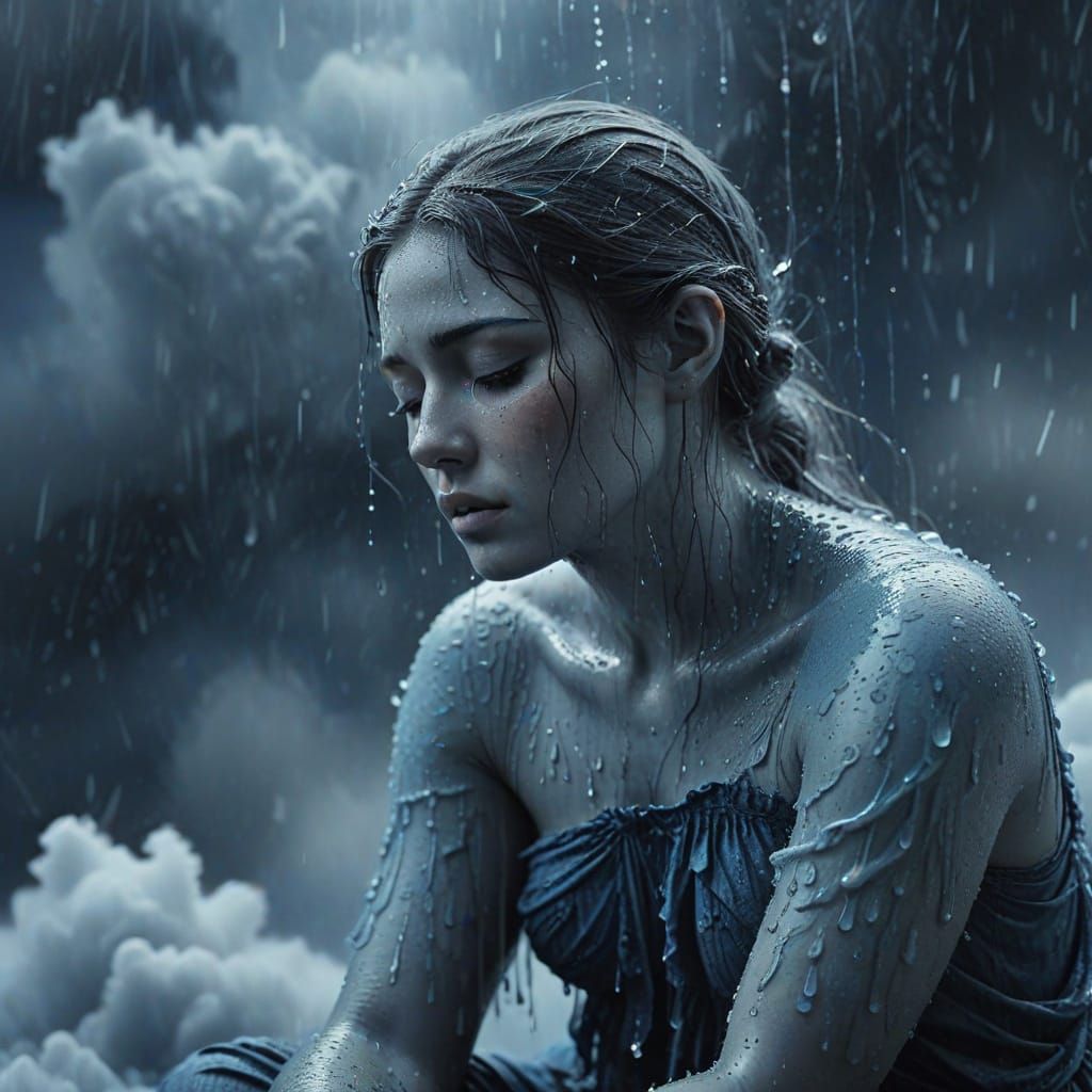 Soul on a Cloud: A Surrealist Watercolor Dream