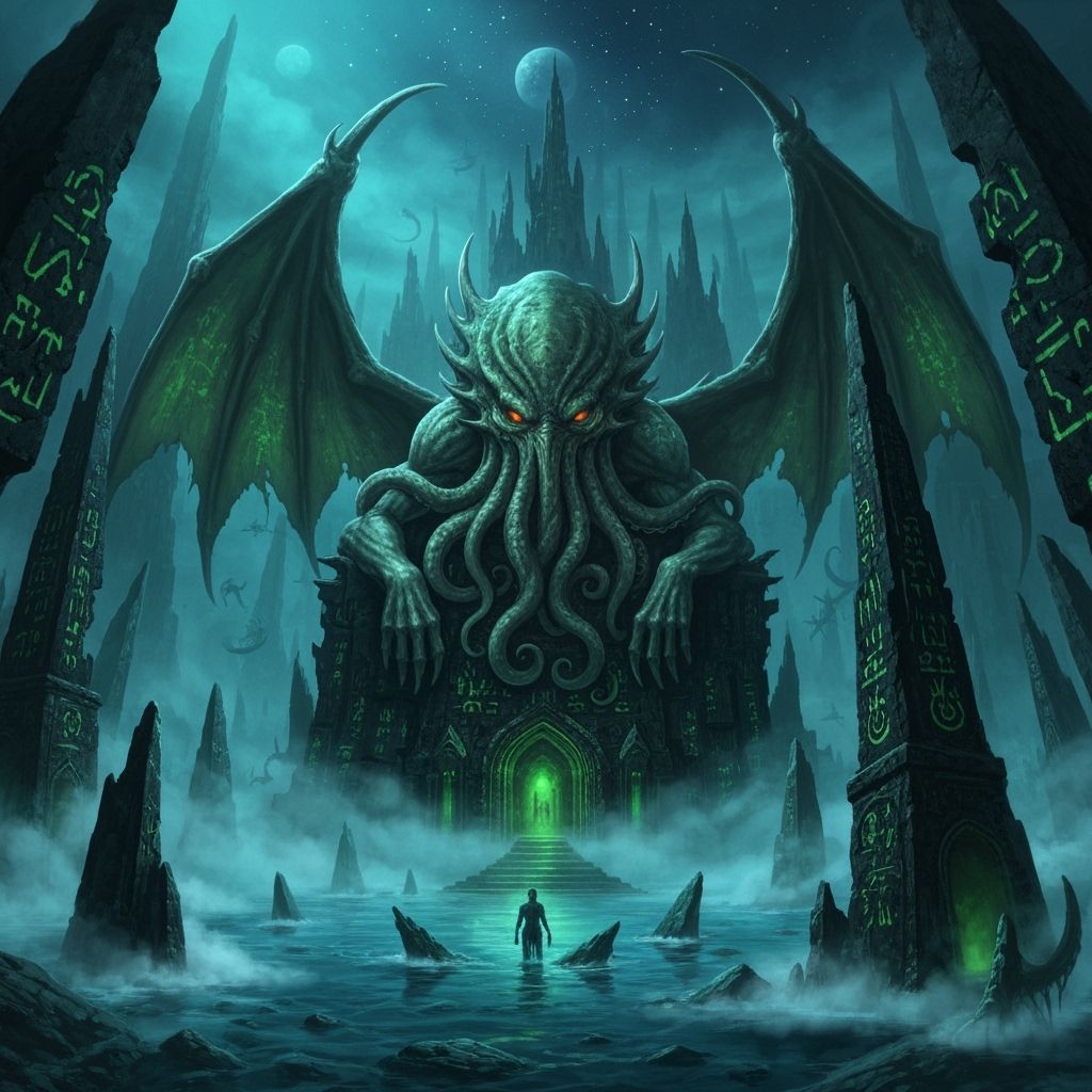 Cthulhu Slumbers in Alien City: Cosmic Horror Photo