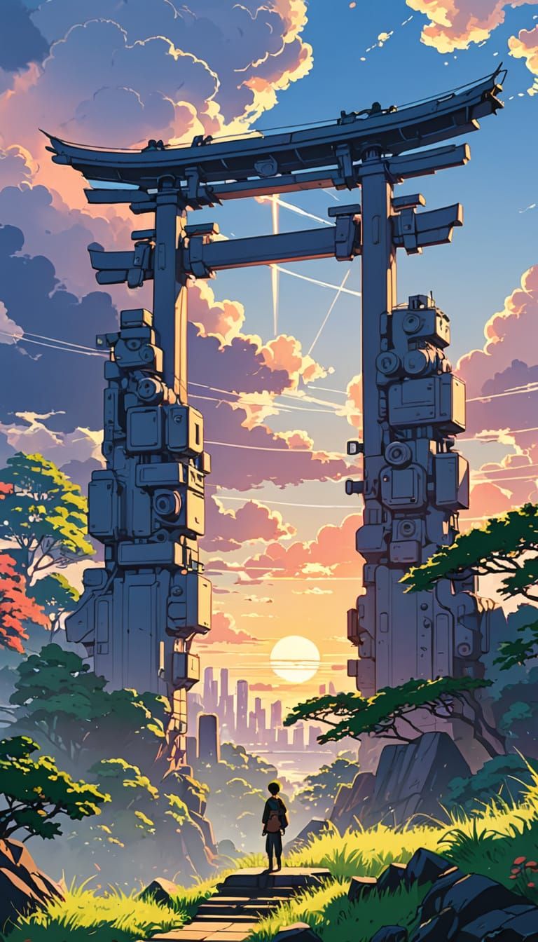 Serene Anime Landscape with Rich Colors and Intricate Detail...