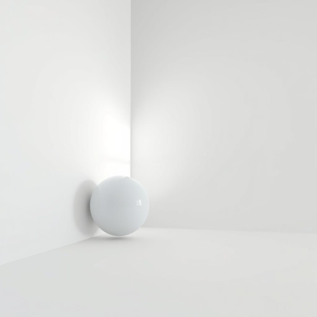 Minimalist White Ball in Empty Room