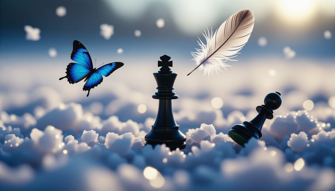 Macro Chess Piece on Crystalline Battlefield