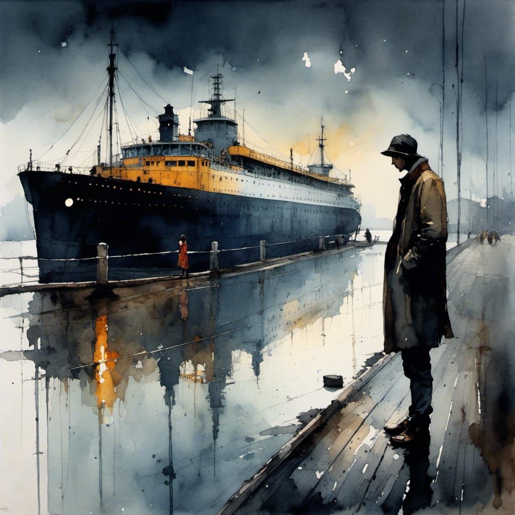 Mournful Goodbye: Watercolor Painting of Love Lost