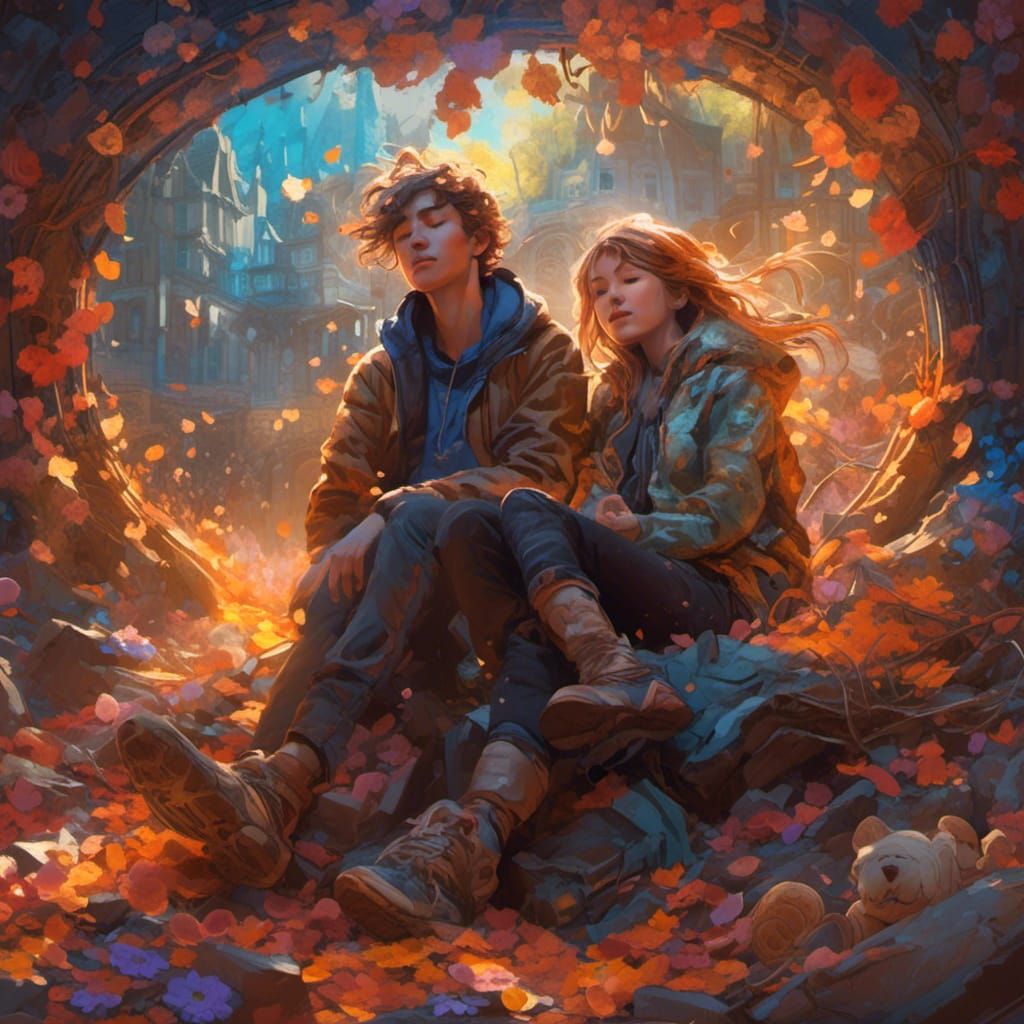 Hyperreal Portrait: Soulmates Sleeping Together