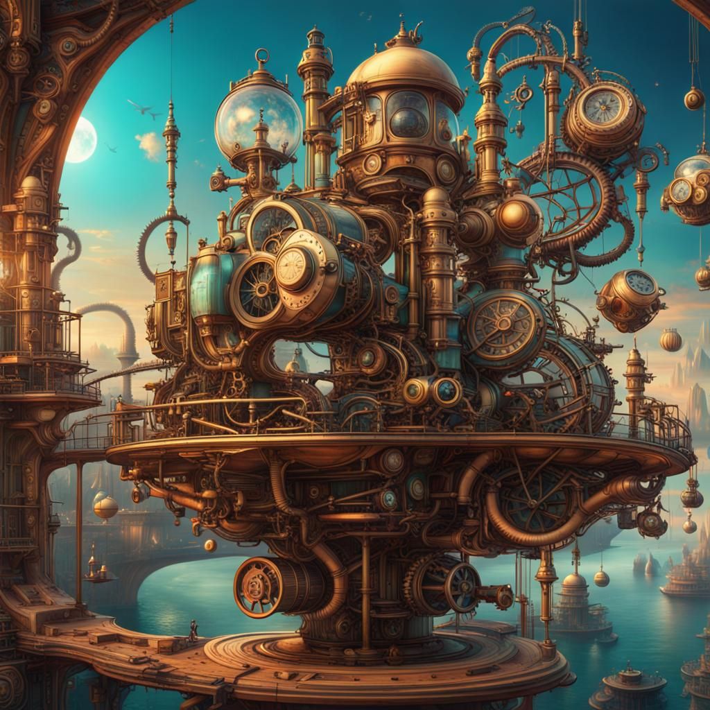 Surreal Steampunk Meets Cosmic Art in 8K