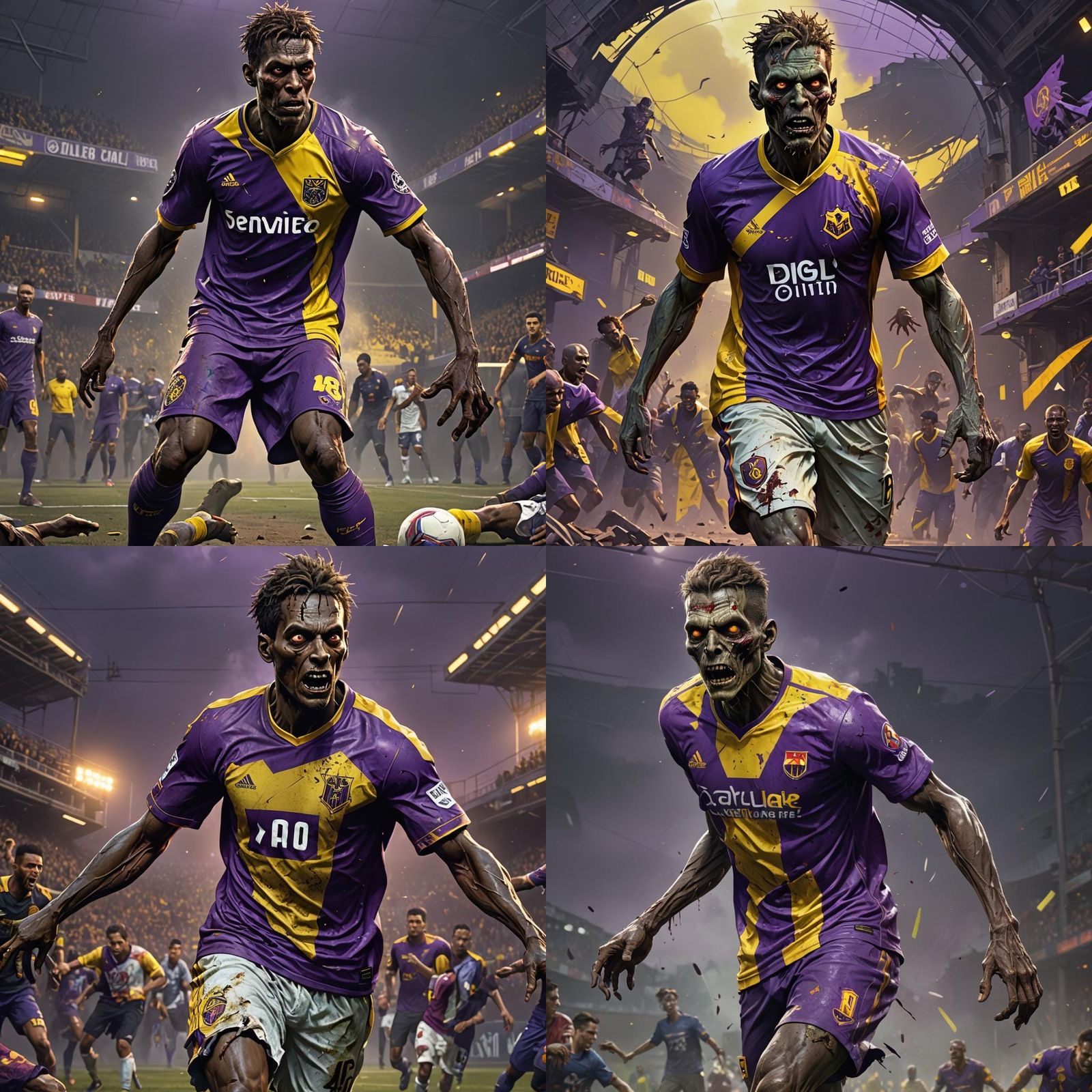 Zombie Footballer in Dark Fantasy Art Style
