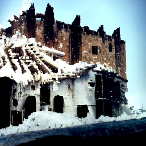 Winter Castle Destroyed by Sky Battleship Fire