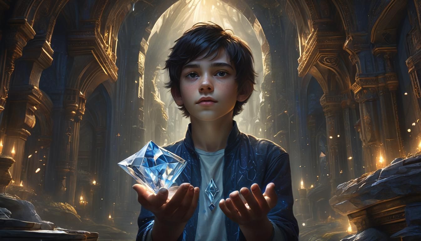 Boy Holds Diamond in Fantasy Art Style