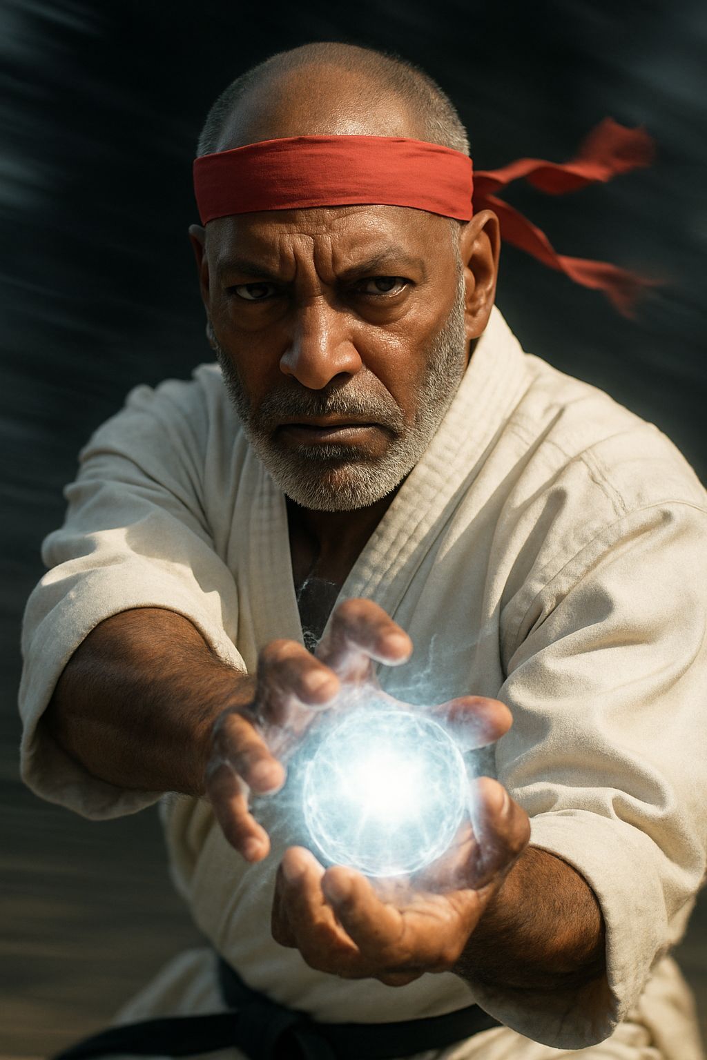 Hyperrealistic Hadoken Action Shot in CGI Style