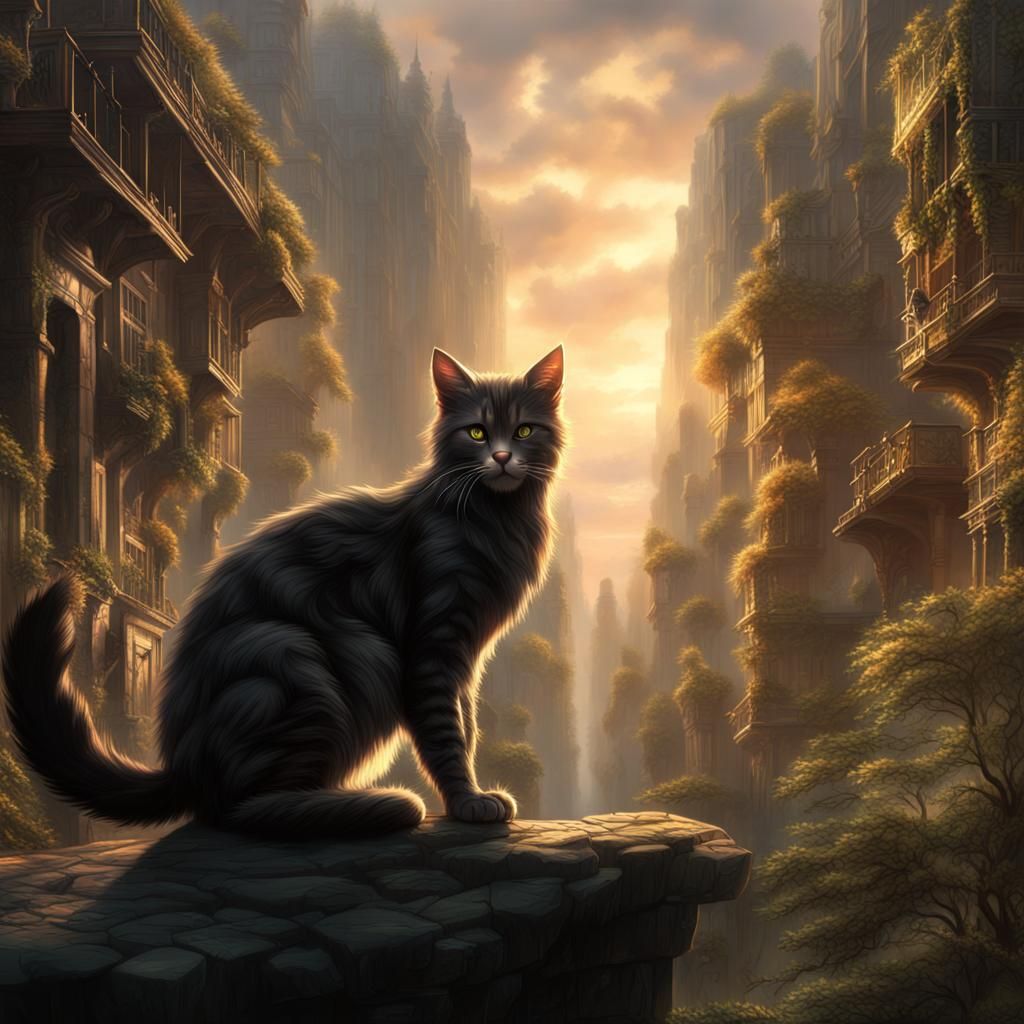 Epic Warrior Cats in a Dramatic Digital Painting