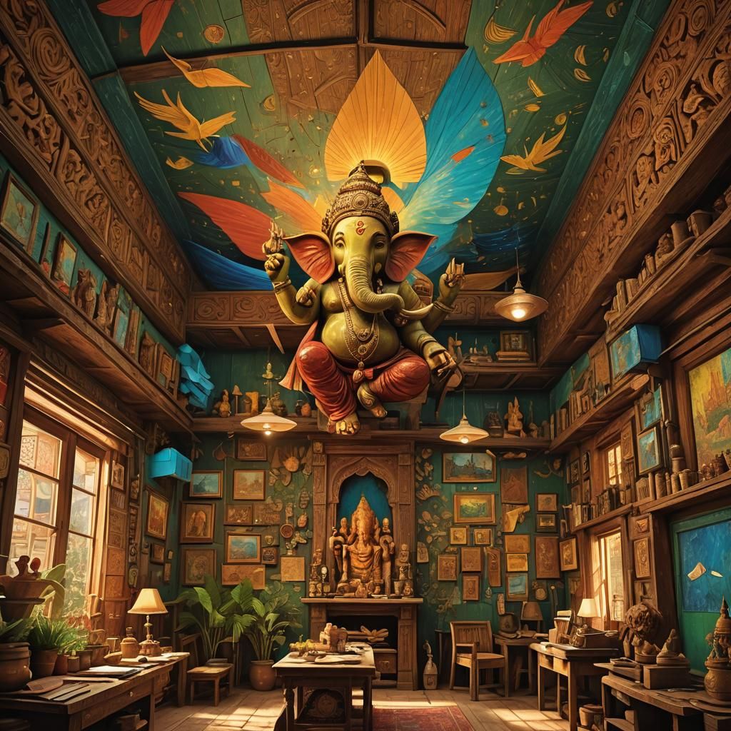 Ganesha's Mumbai Workshop in Van Gogh Style