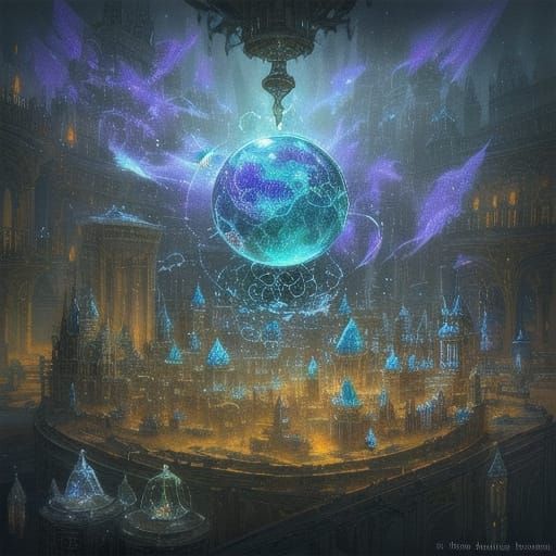 Magical Spell Architects Building in a Cauldron