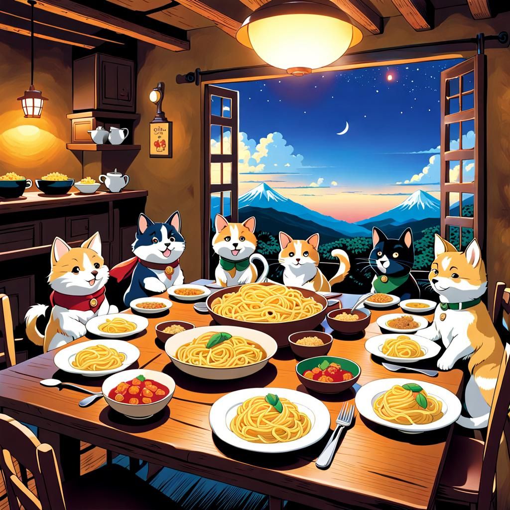Magical Supper in Miyazaki Style