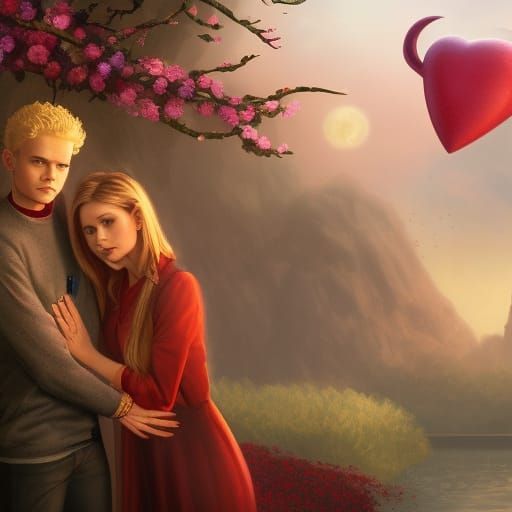 Buffy and Spike's Love: Detailed Fantasy Art