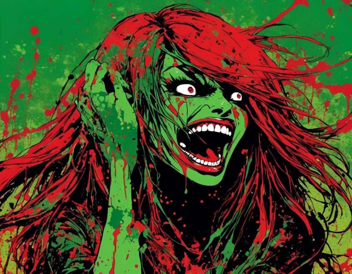 Monster with Weapon in Graffiti Splatter Art