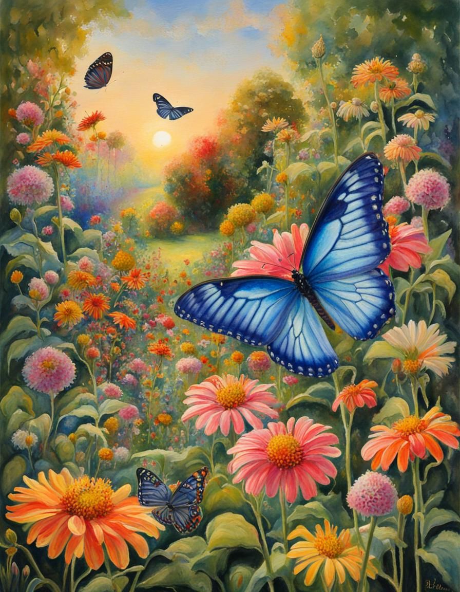 Enchanted Garden in Pastel Watercolor Style