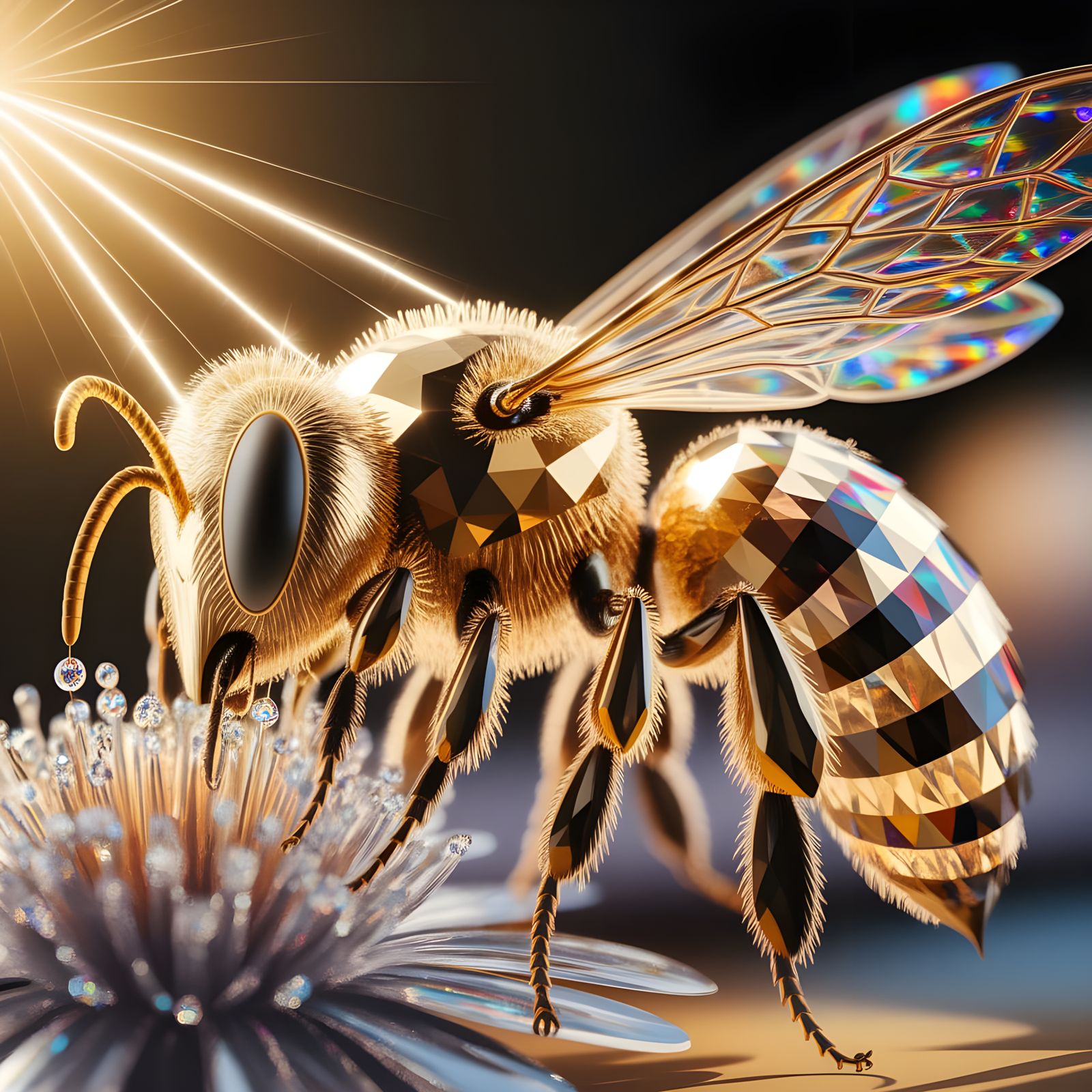 Magnificent Golden Crystal Bee in Ultra-Detail