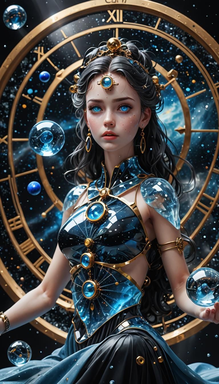 Crystal Goddess Playing with Glass Atom Model