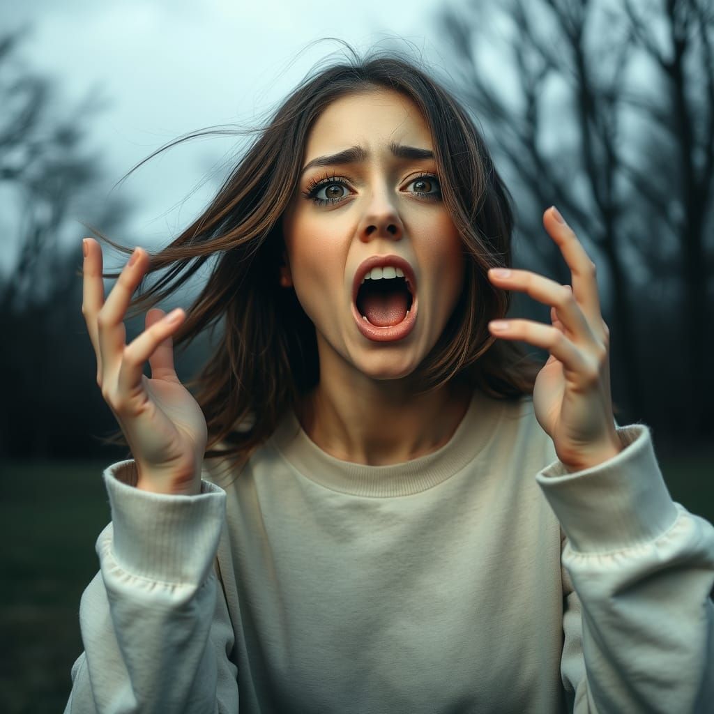 Tears of a Melancholy Beauty in a Desperate Cry