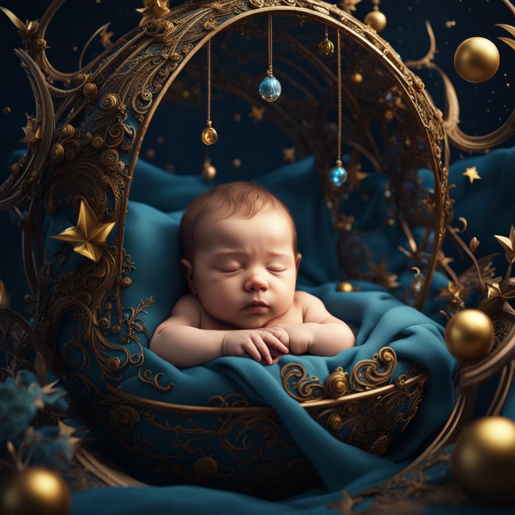 Lullaby: A Fantastical Matte Painting of Sleeping Baby