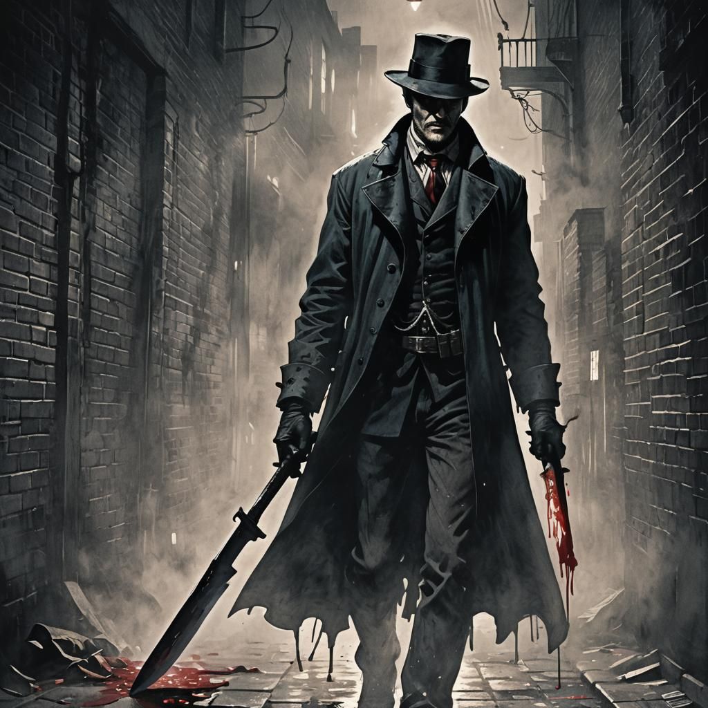 Jack the Ripper in Noir Style Alley