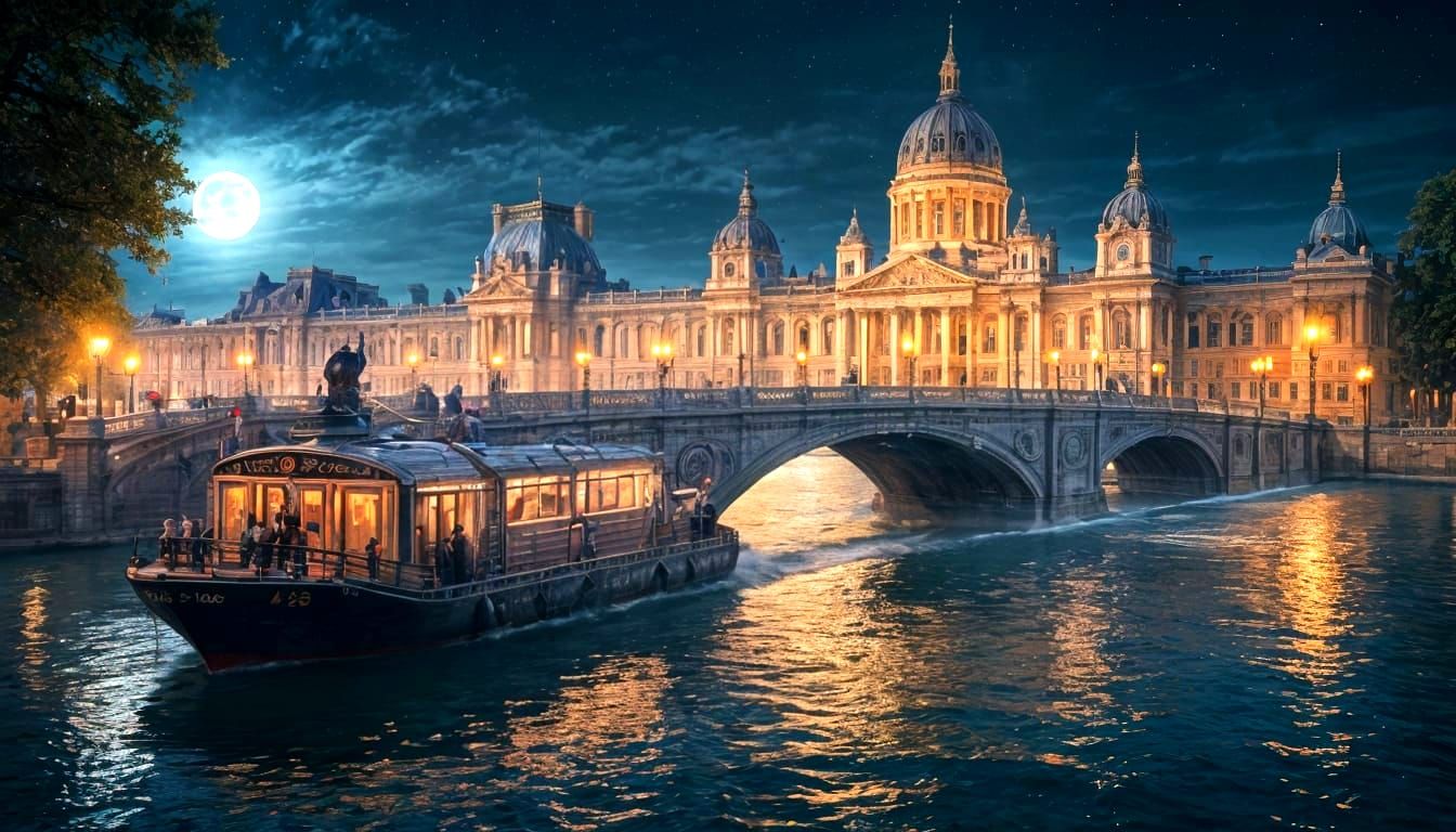 Moonlit Alexandre III Bridge in Paris