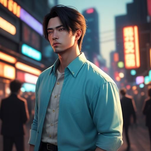 Anime Style Unrequited Love in Cityscape