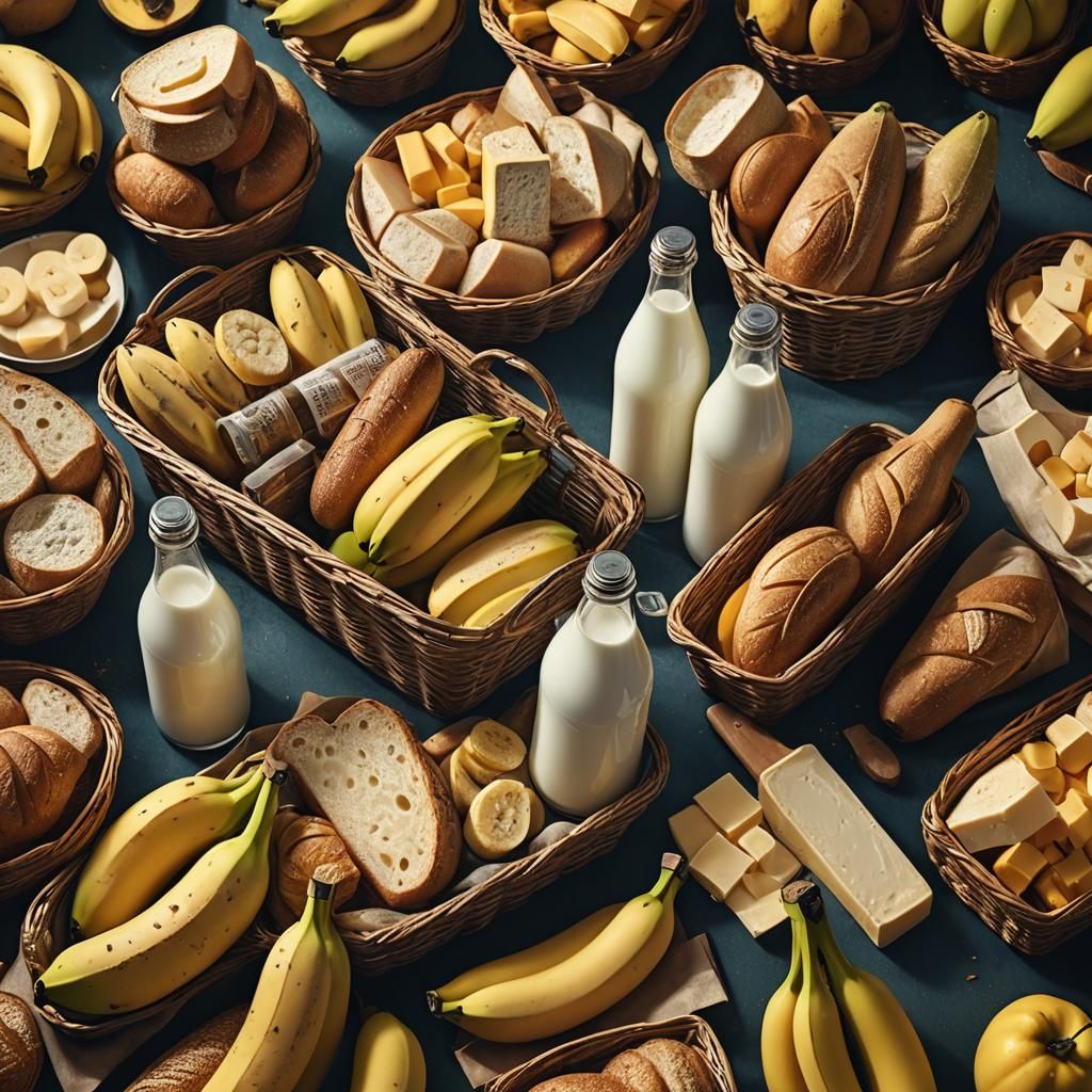 Grocery Basket Still Life in Oil Painting Style
