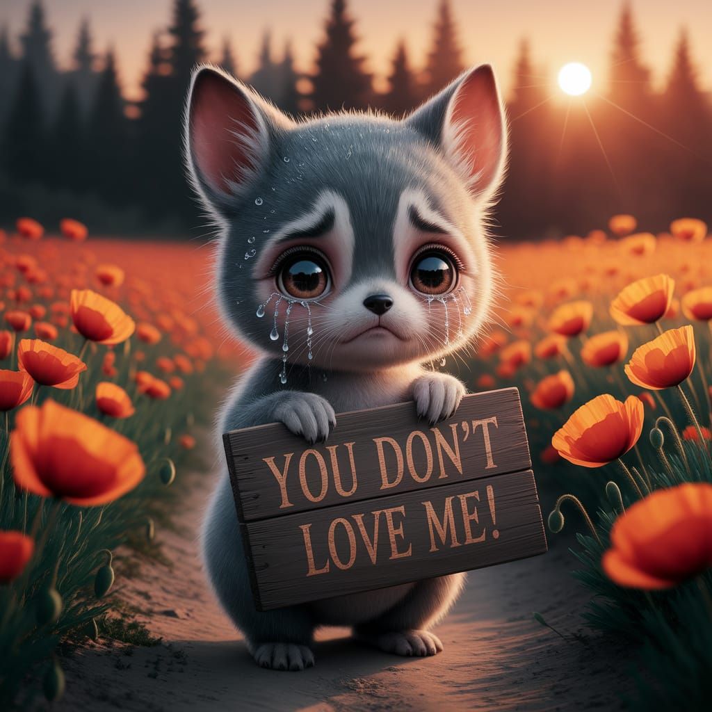 Sad Adorable Creature Holds "You Don't Love Me" Sign Amidst ...