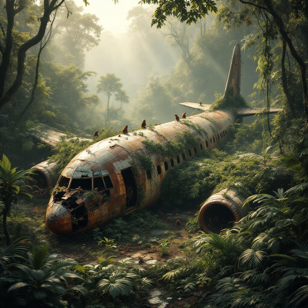 Jungle Consumes Crashed Airplane: Forgotten World
