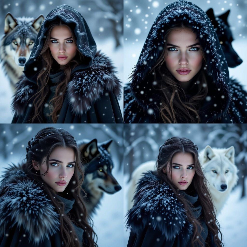 Ethereal Woman in Snowy Landscape, Gothic Portrait