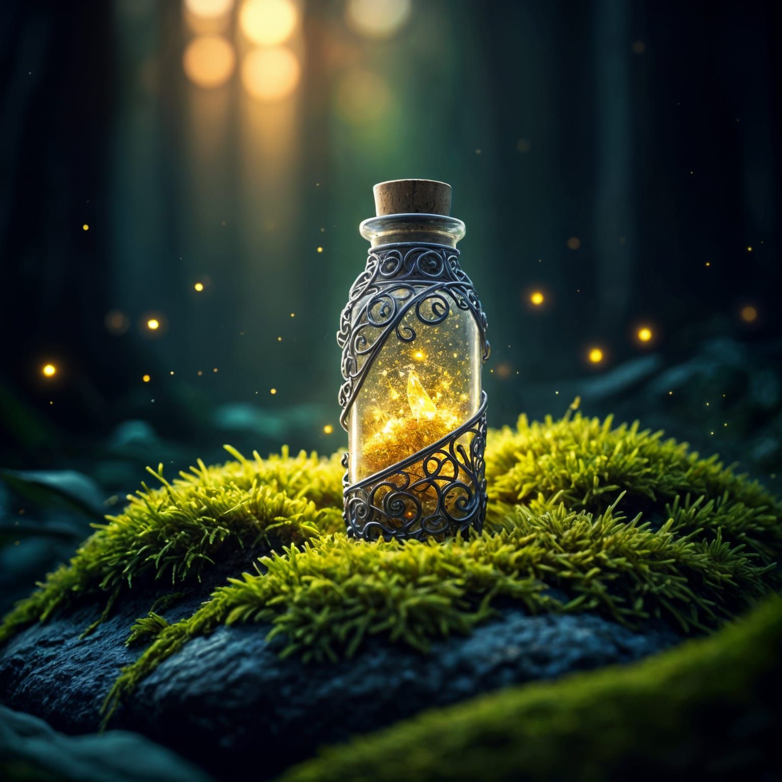 Luminous Glowdust Vial in Enchanted Forest