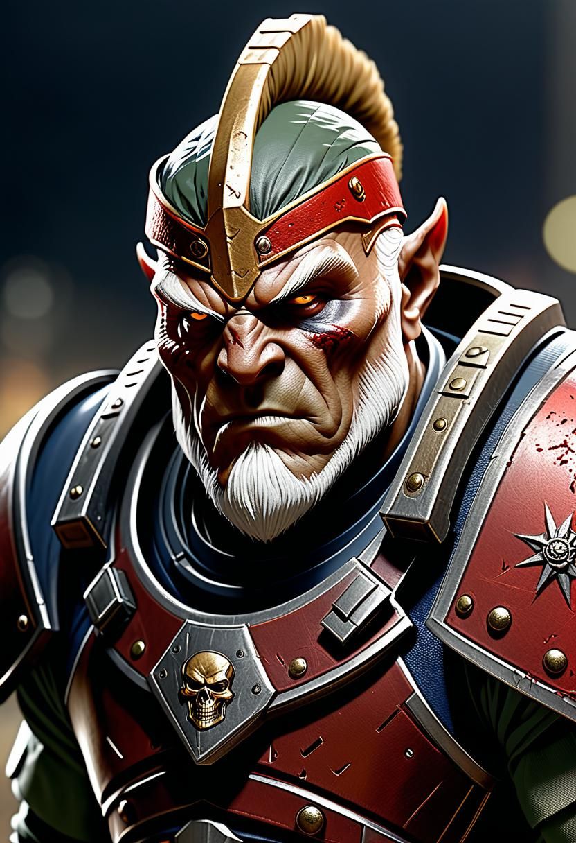 hobgoblin legionnaire with a scar on his head looking like H...