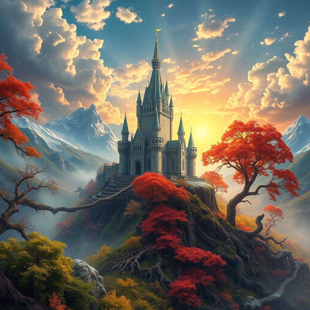 Four Seasons United in a Majestic Fantasy Realm