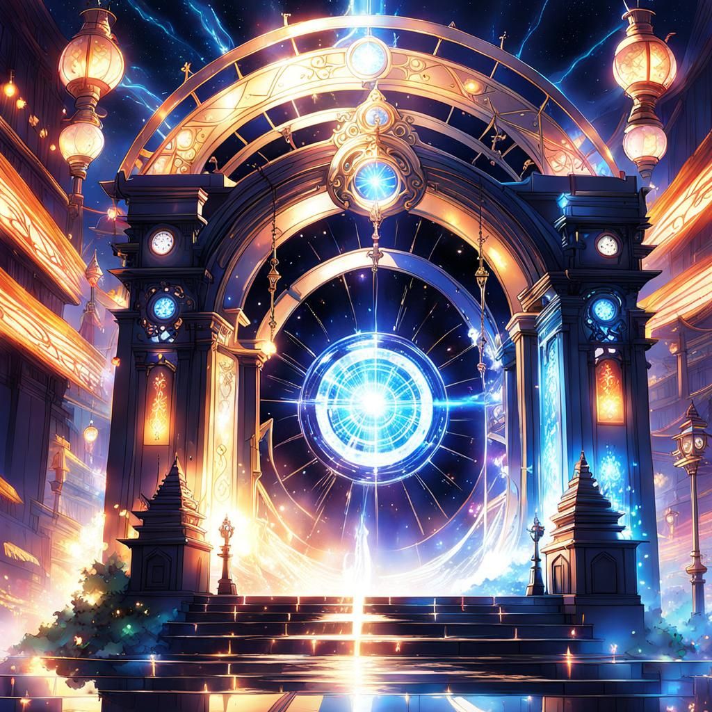 Mystical Time Portal Gate in Anime Art Style