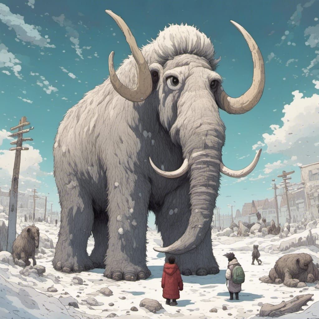 Woolly Mammoth in Snowy Landscape