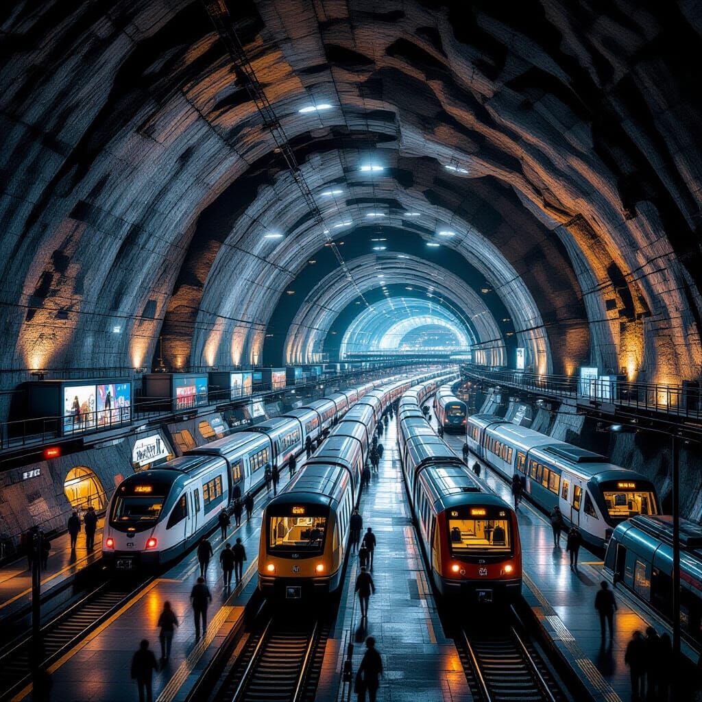 Vast Underground City with Millions of Homes and Trains