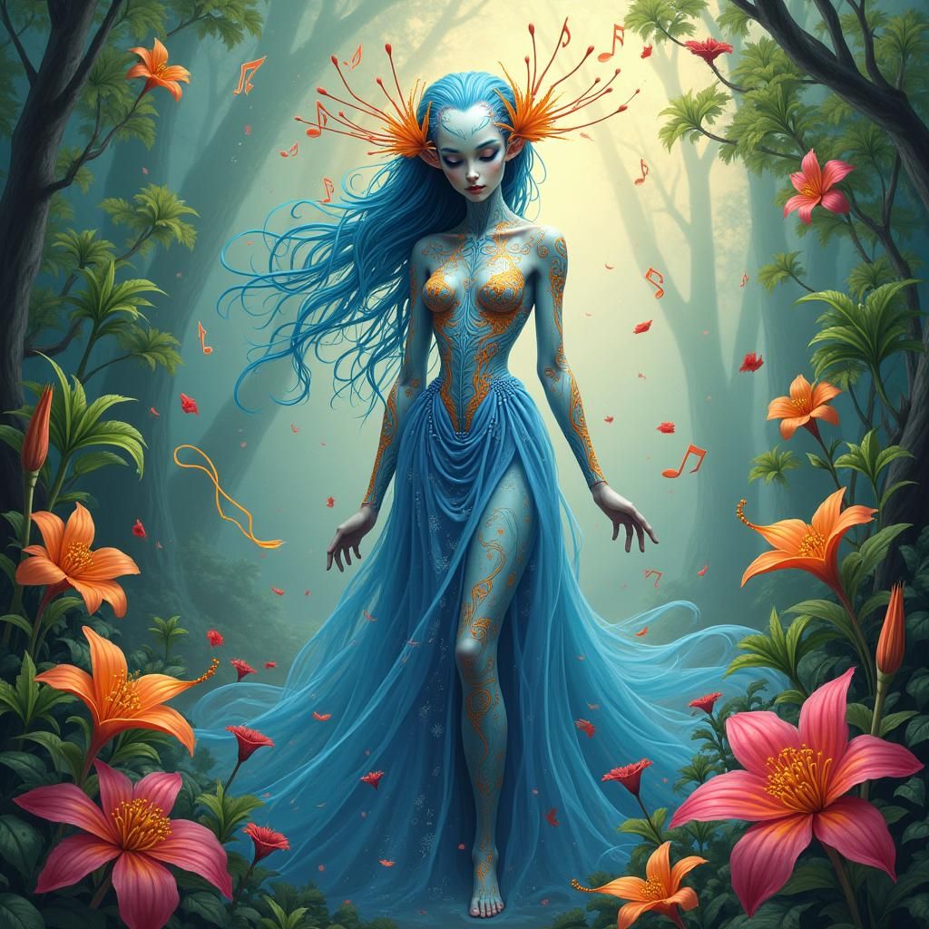 Ethereal Alien Woman in a Science Fantasy Dreamscape