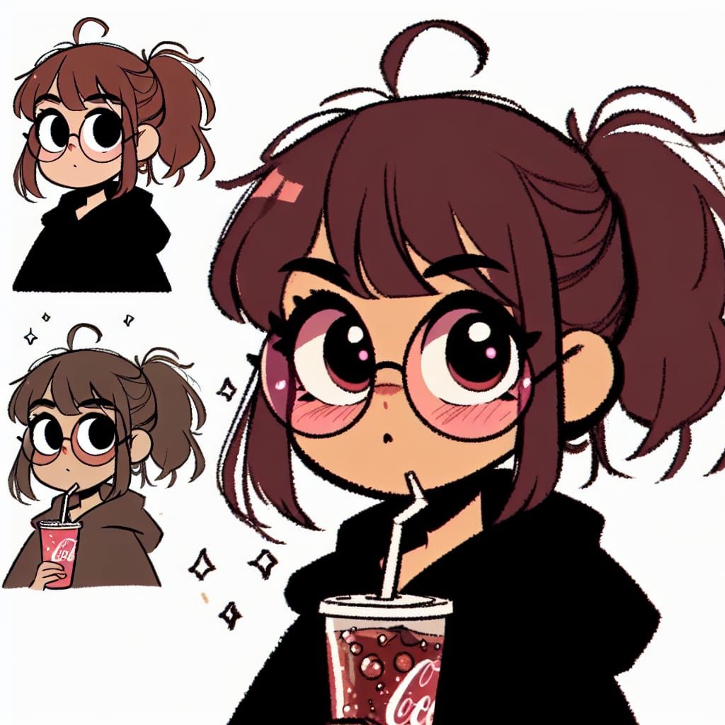 Whimsical Animation of Girl with Cola