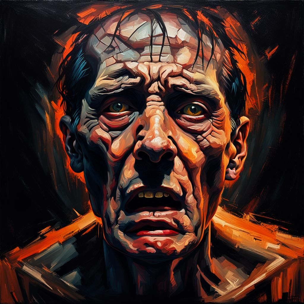 Dark Surrealism: Agony in Oil Painting Style