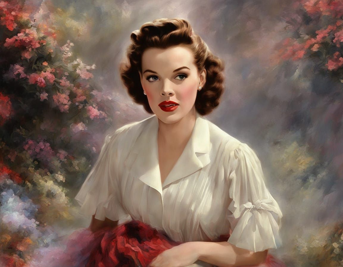Judy Garland Portrait in Impasto Chalk Art Style