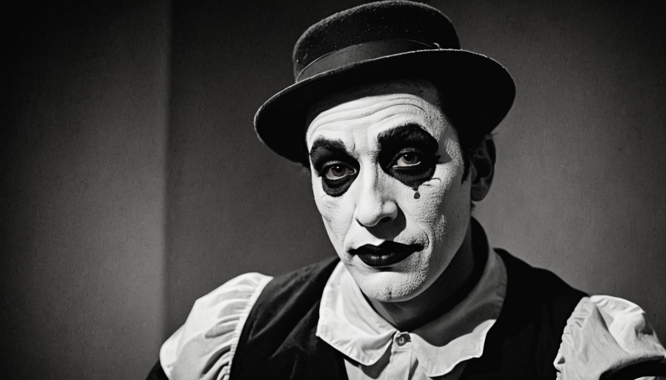 Dramatic Black and White Mime Portrait