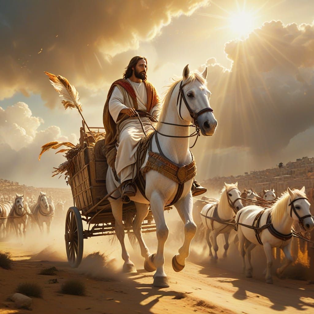 Jesus on White Horse in Digital Painting
