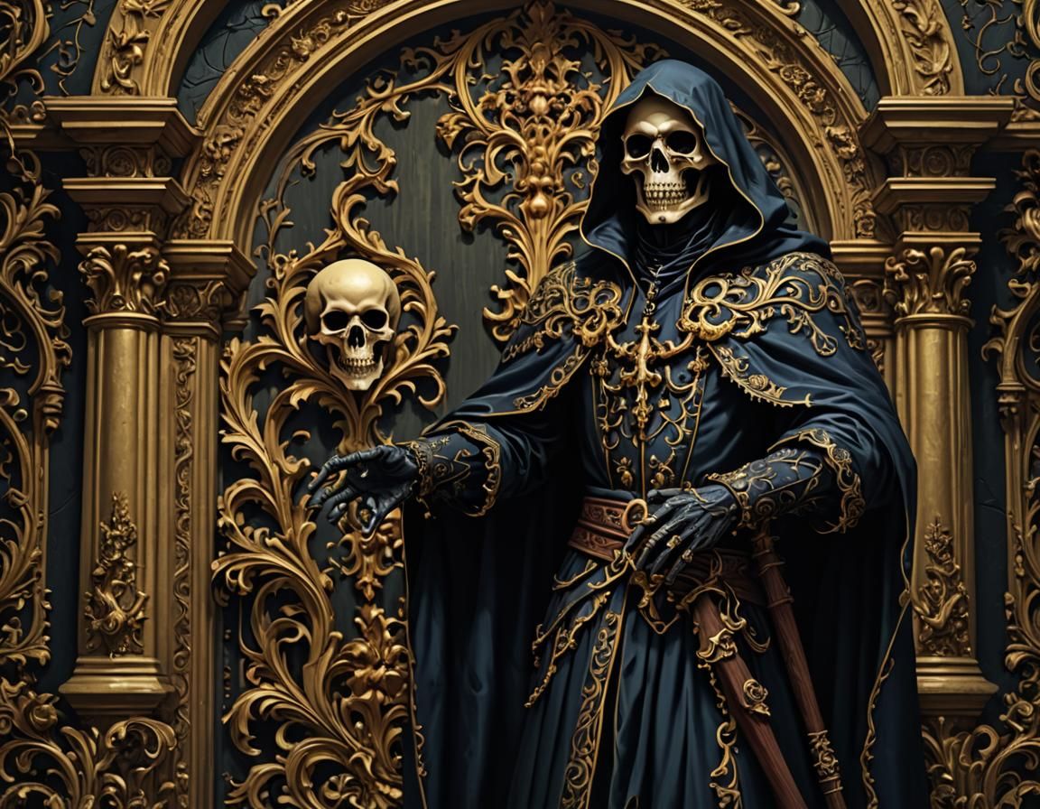 Eldritch Reaper in Baroque Horror Style