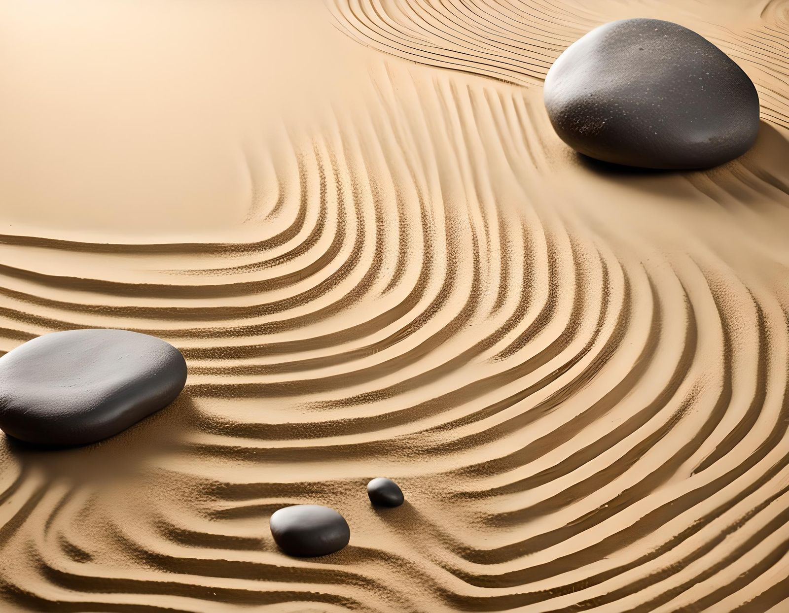 Peaceful Zen Garden with Sand and Stones