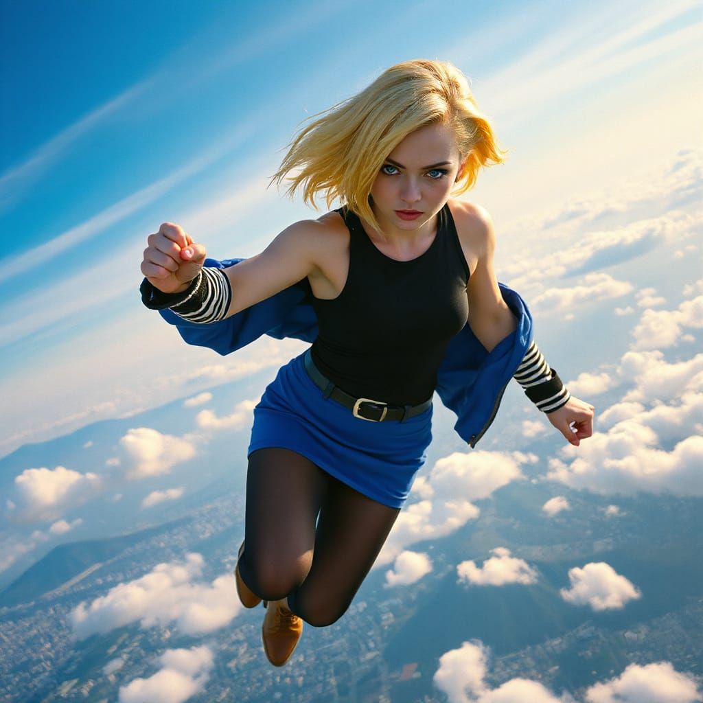 Android 18 Flying Over Metro Manila in Cinematic Style