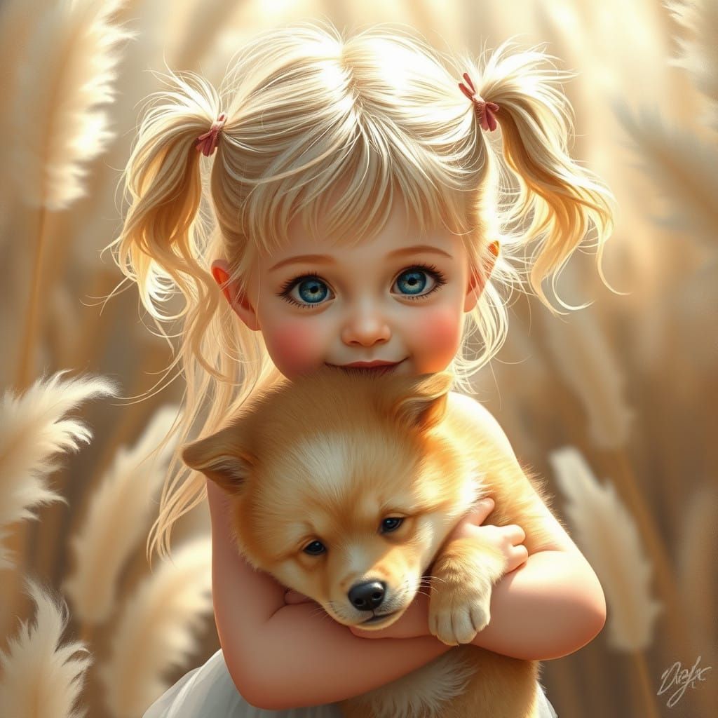 Girl Hugging Puppy