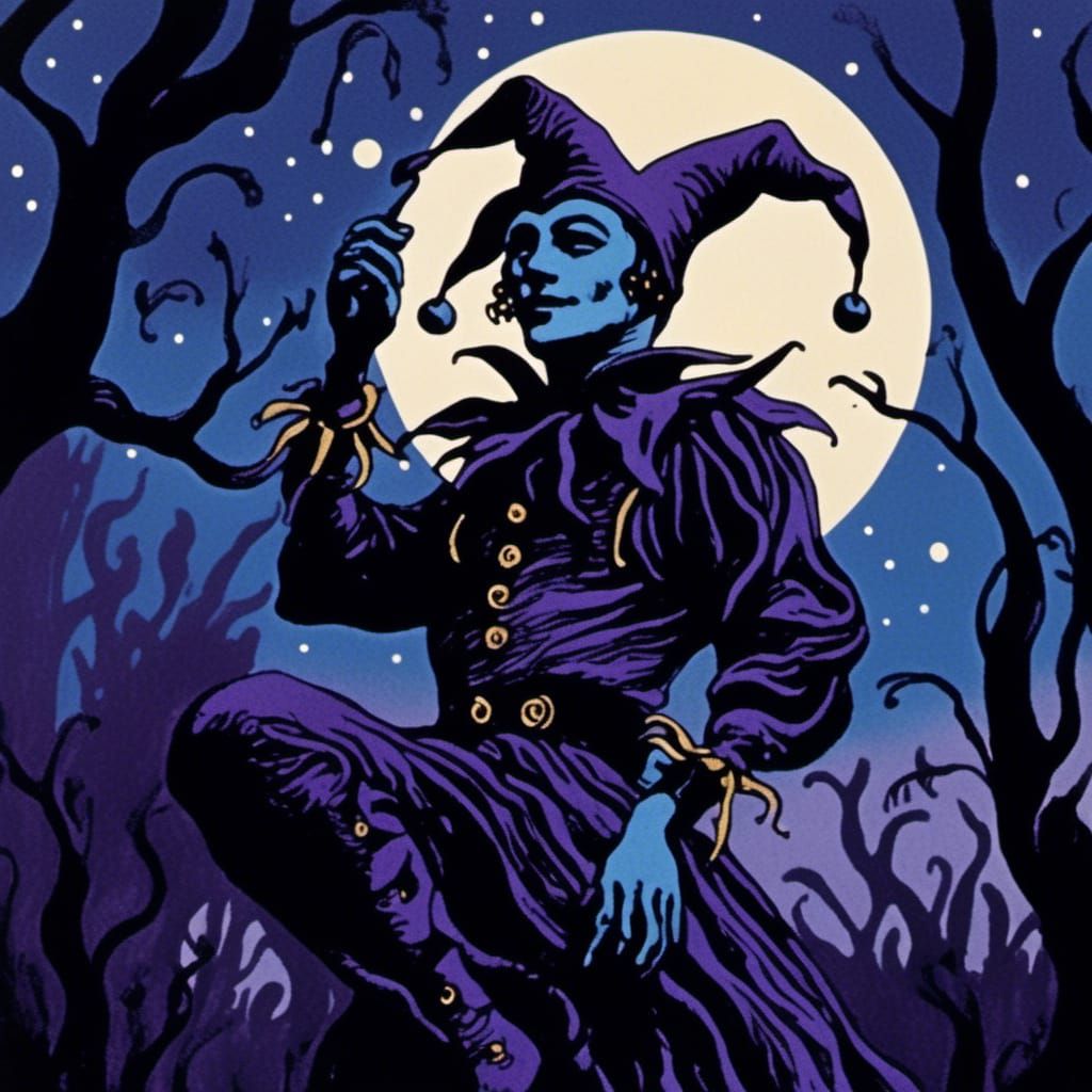 Moonlit Shadows Dance: Nocturnal Concept Art in Van Gogh Sty...