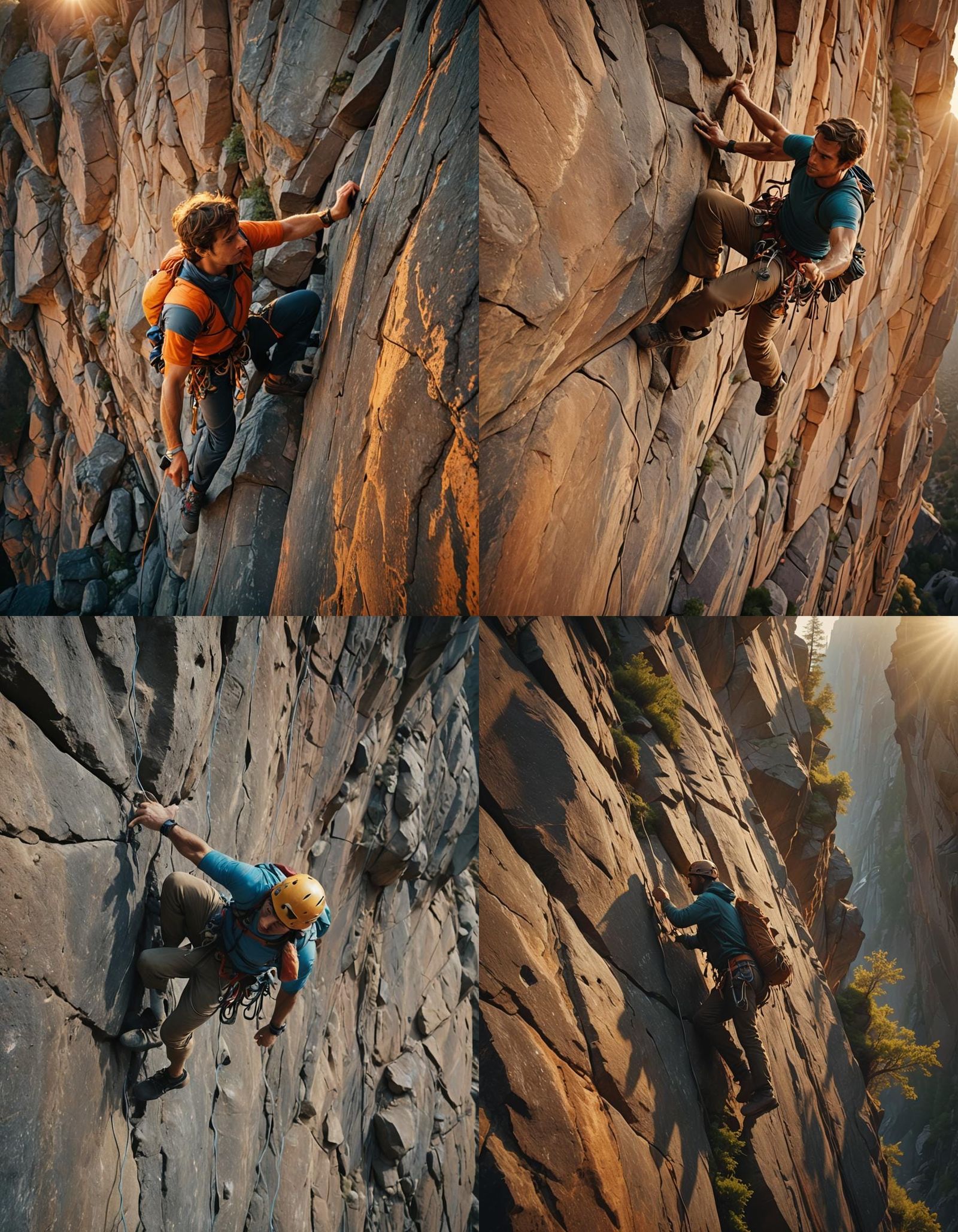 Climber's Slow-Motion Descent on Challenging Cliff